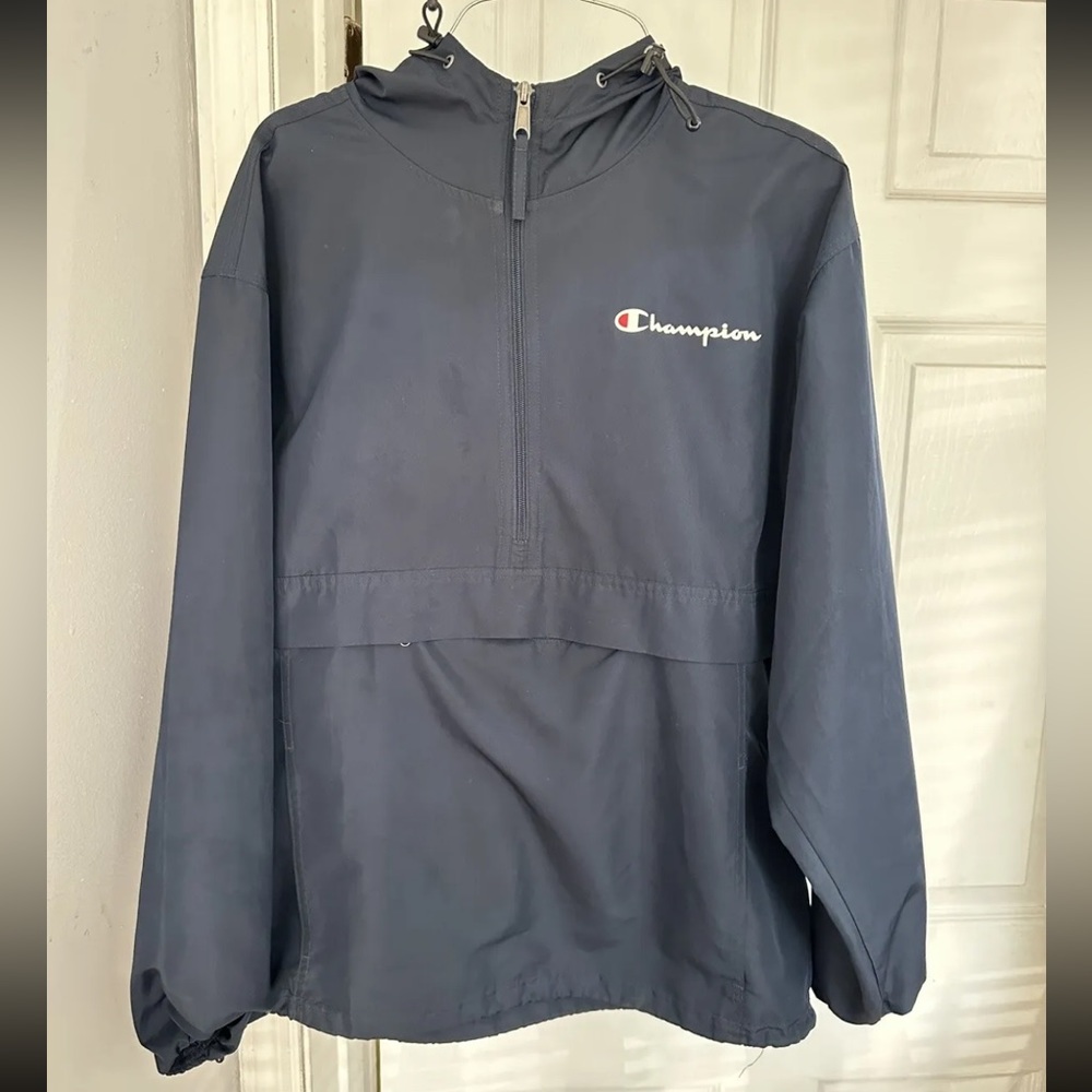 Champion Men's Packable Half-Zip Hooded Water-Resistant Jacket/Windbreaker Sz S